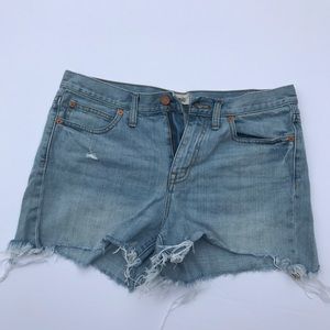 Madewell high rise denim shorts, distressed